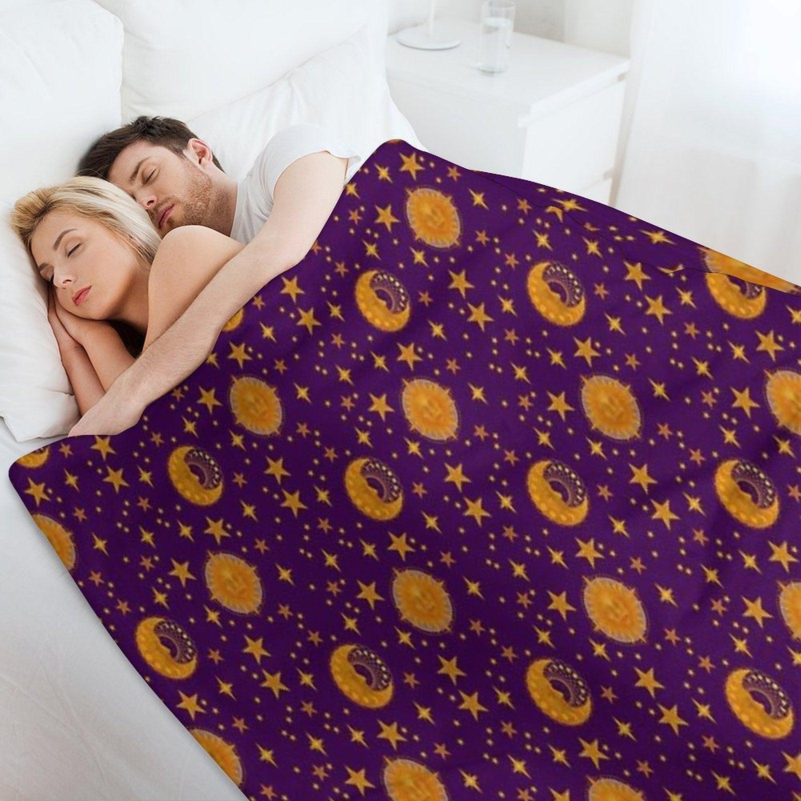 Bohemian 90's Sun And Moon Celestial Pattern Throw Blanket