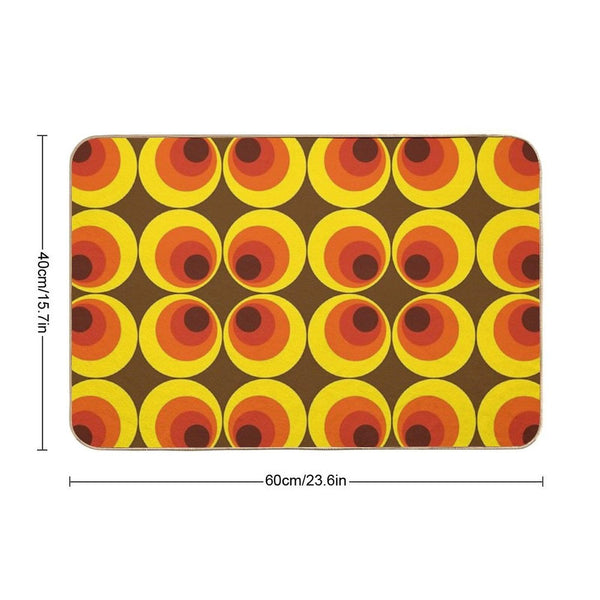 70s, 80s Funky Vintage Circle Pattern Bath Mat