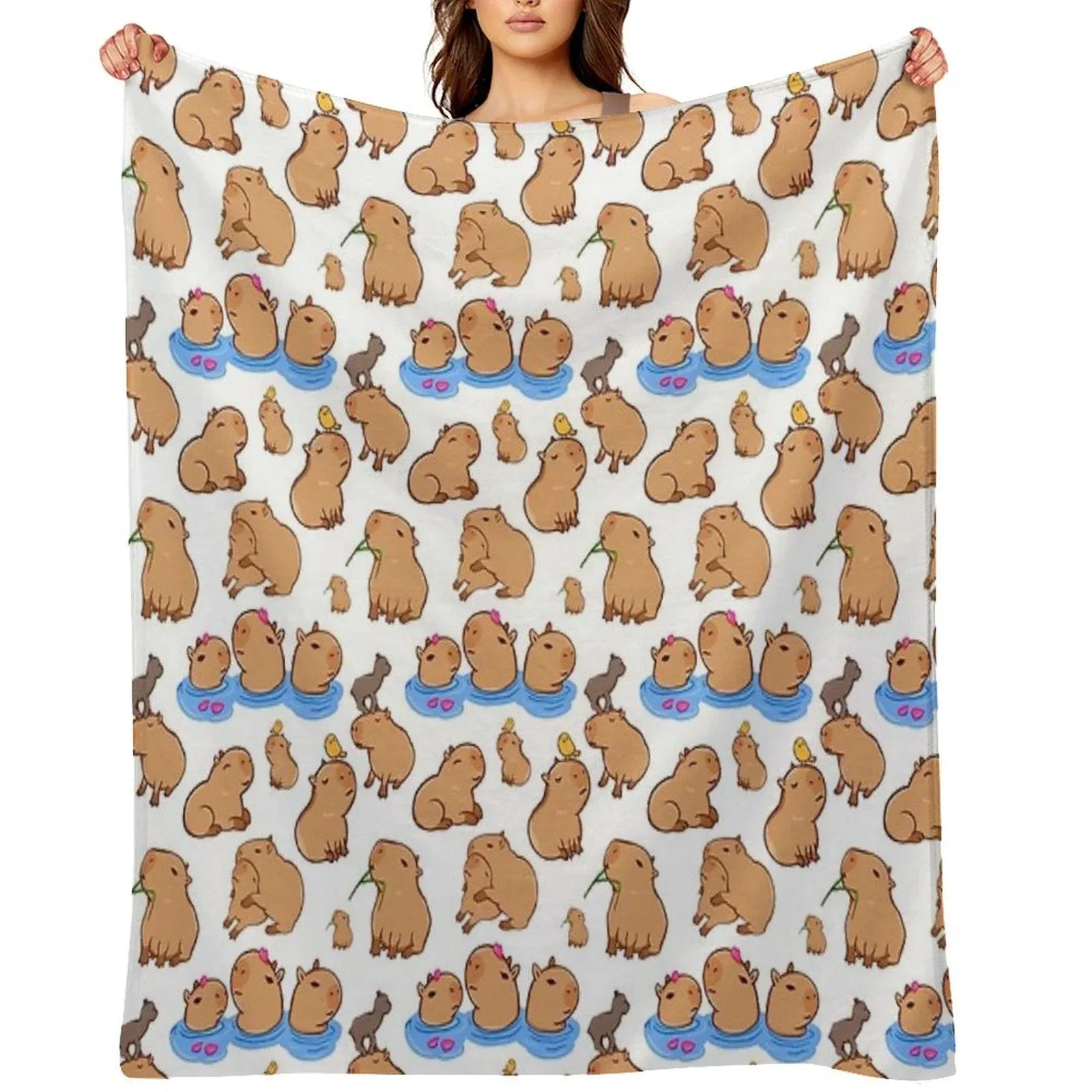 Capybara Pattern Throw Blanket