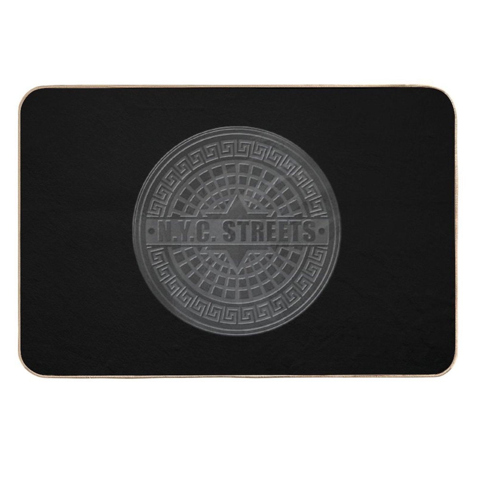 Manhole Covers NYC Black Durable Bath Mat