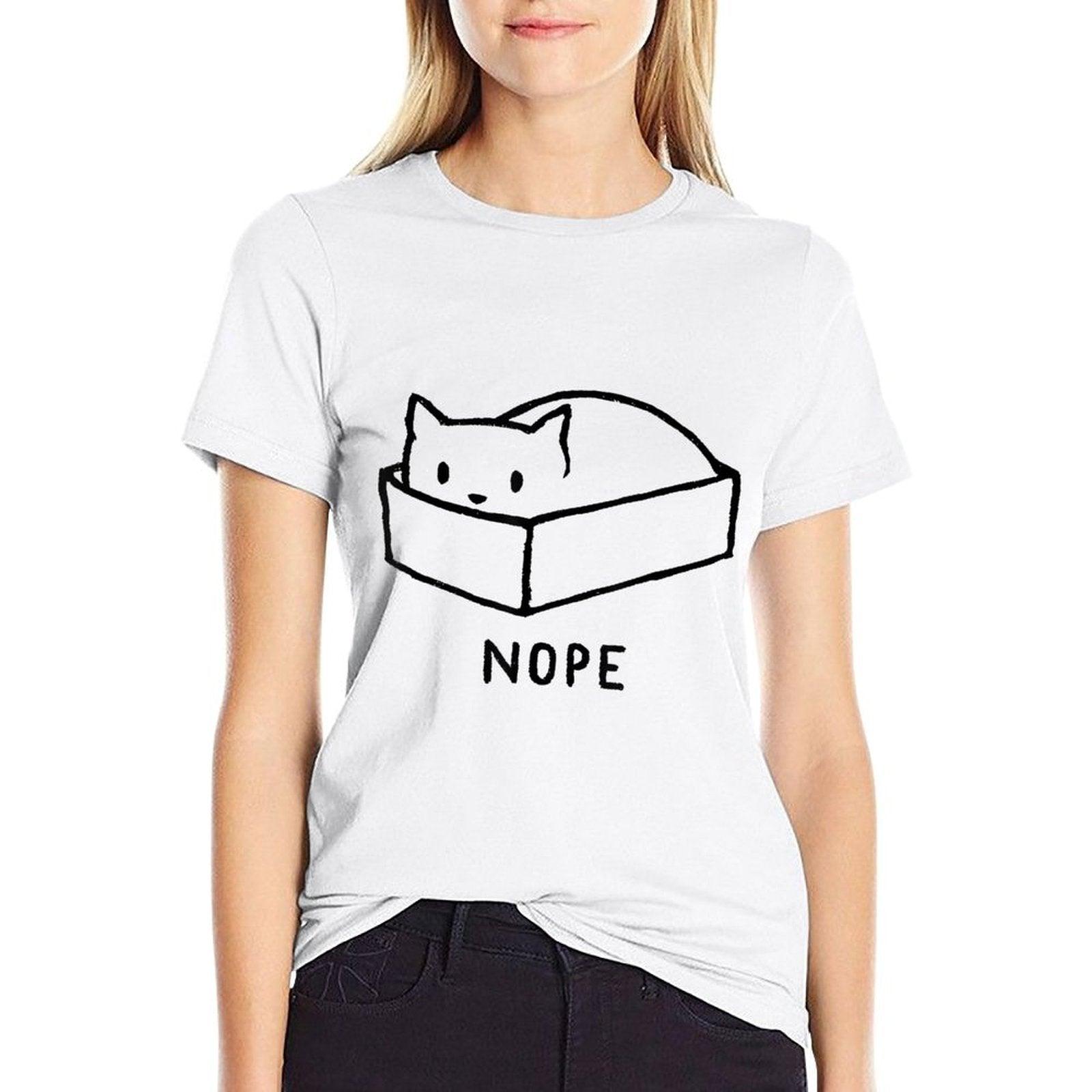 Nope Box Cat Funny For Men Women  Fade-proof Color T-Shirt