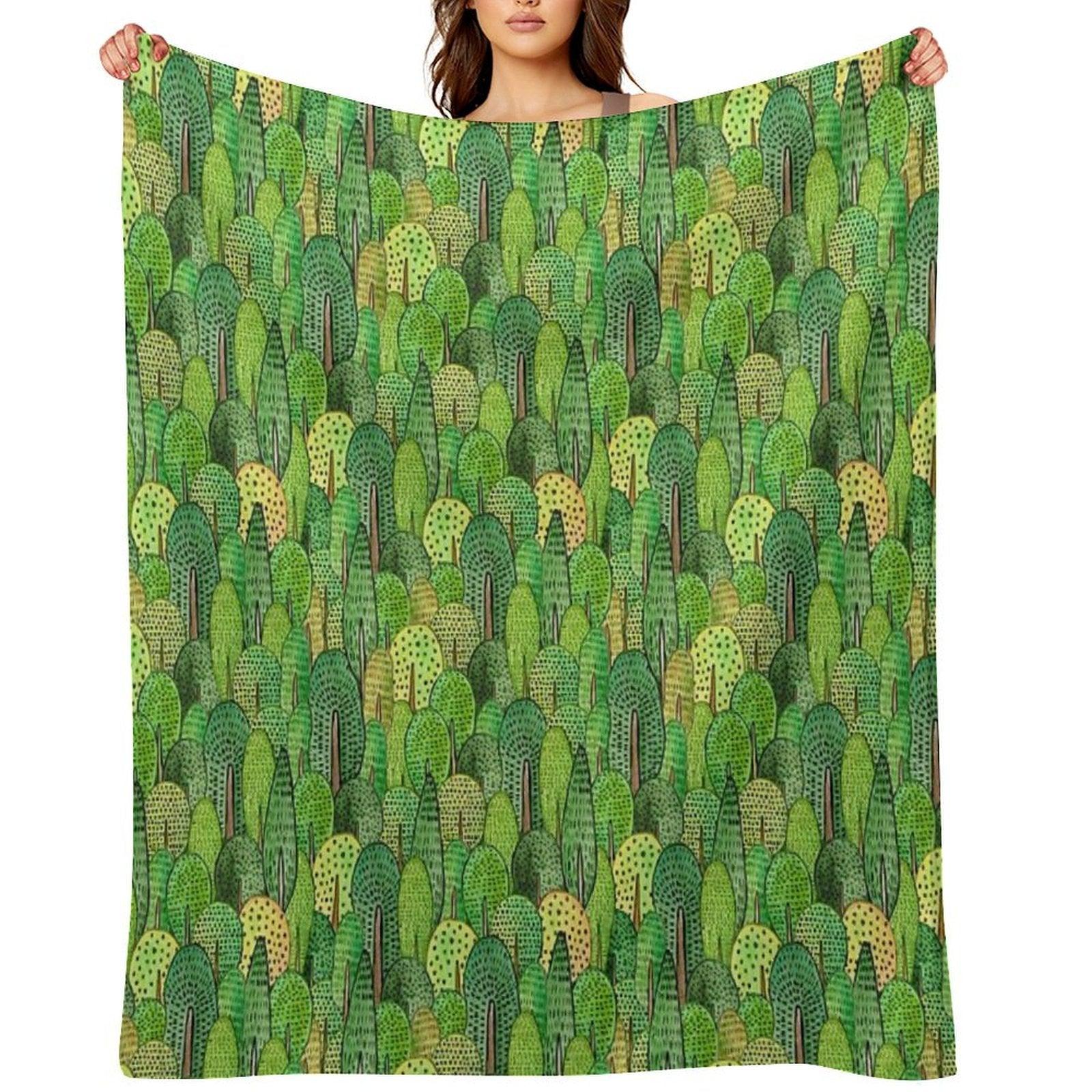 Watercolor Forest Throw Blanket