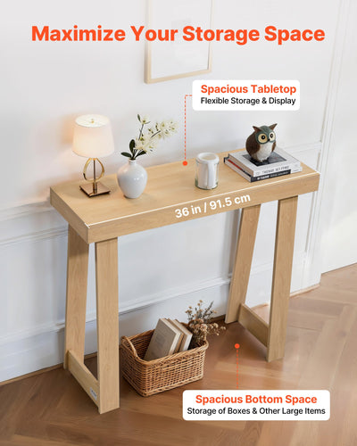 36 In Console Table, Modern Desk Behind The Couch, Wooden Rectangle Entrance Desk, Narrow Long Sofa Table Accent Stand, Ideal For Hallway, Bedroom, Living Room, Foyer, Easy Assembly, Burlywood