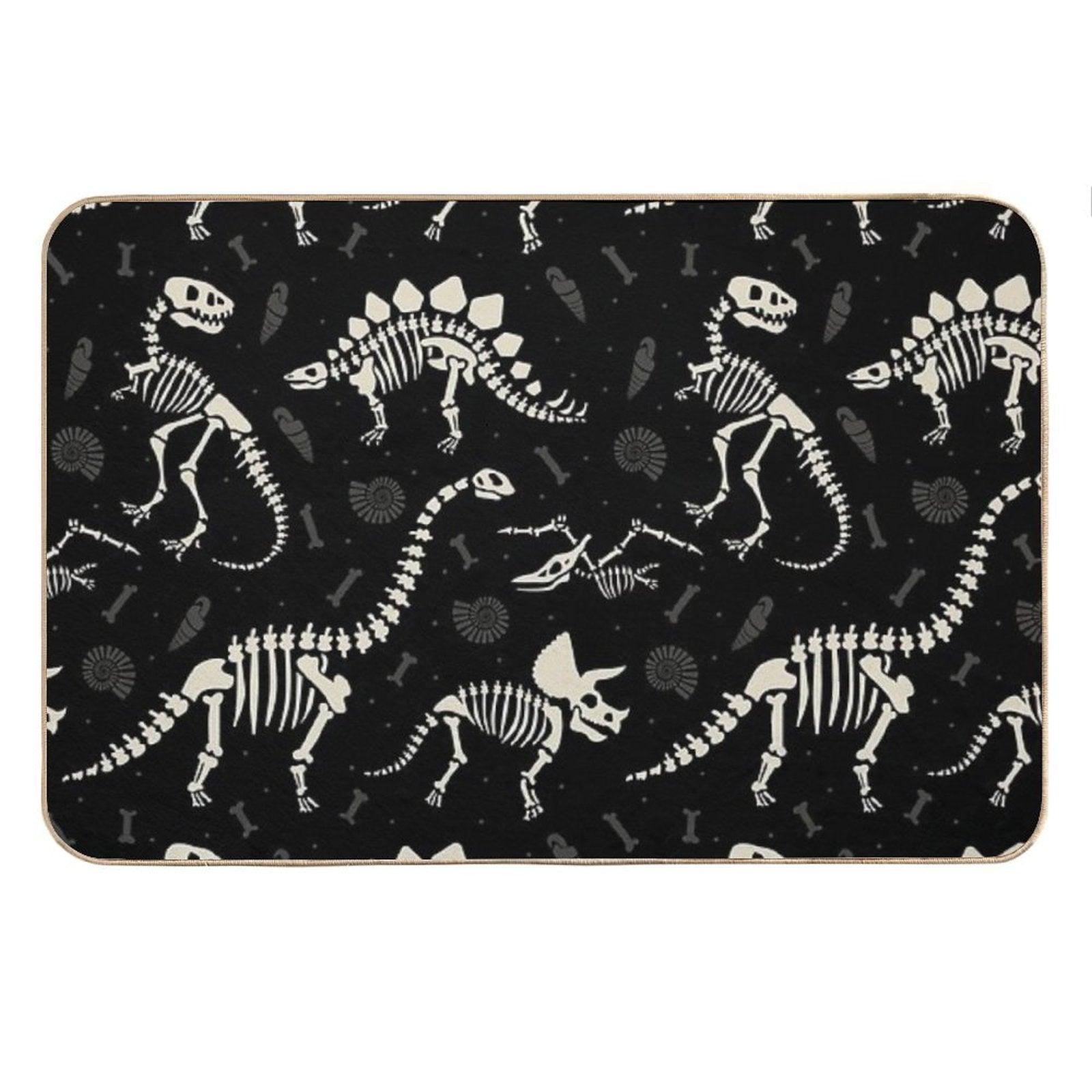 Dinosaur Fossils in Black Bath Mat