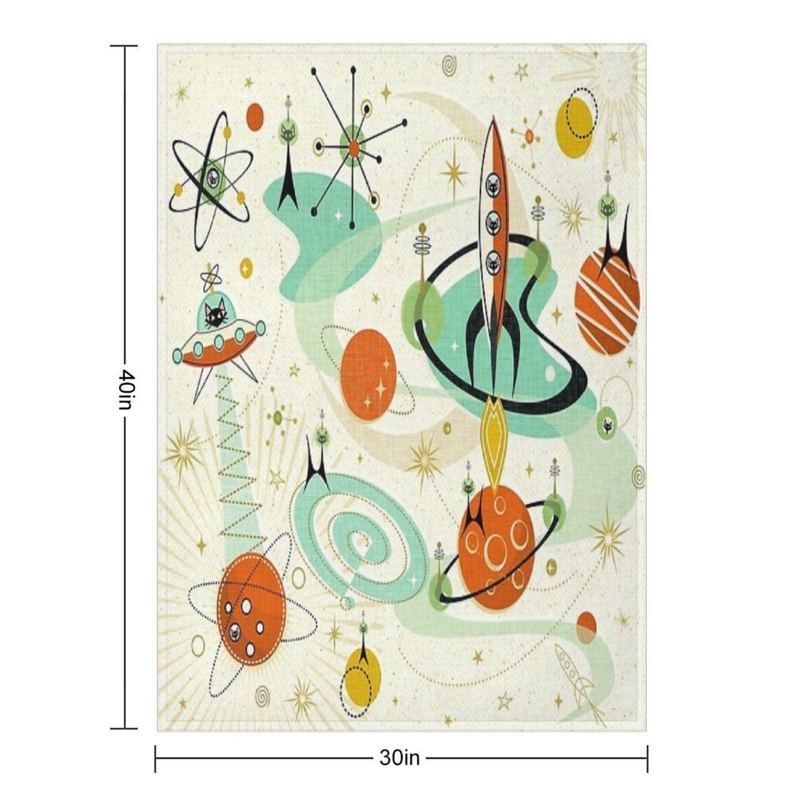 Atomic Cats in Space ©studioxtine Throw Blanket