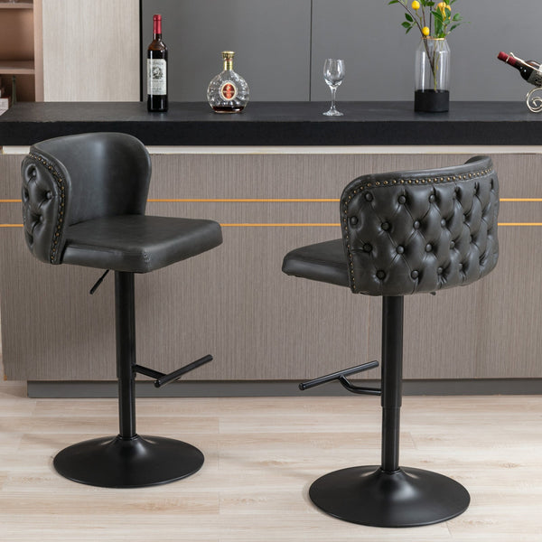 Set of 2 Modern PU Upholstered Swivel Barstools BLAKHOM