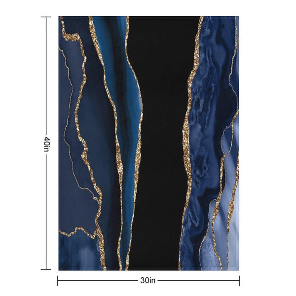 Abstract Blue And Gold Modern Geode Agate Design Throw Blanket