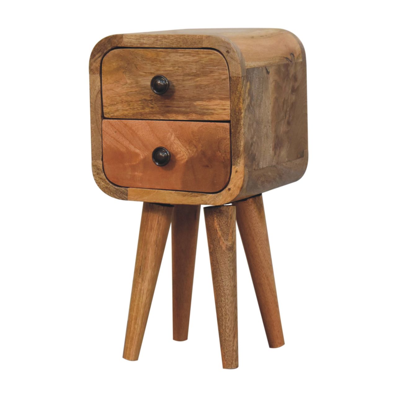 Solid Wood Extra Mini Curved Oak-ish Bedside Table