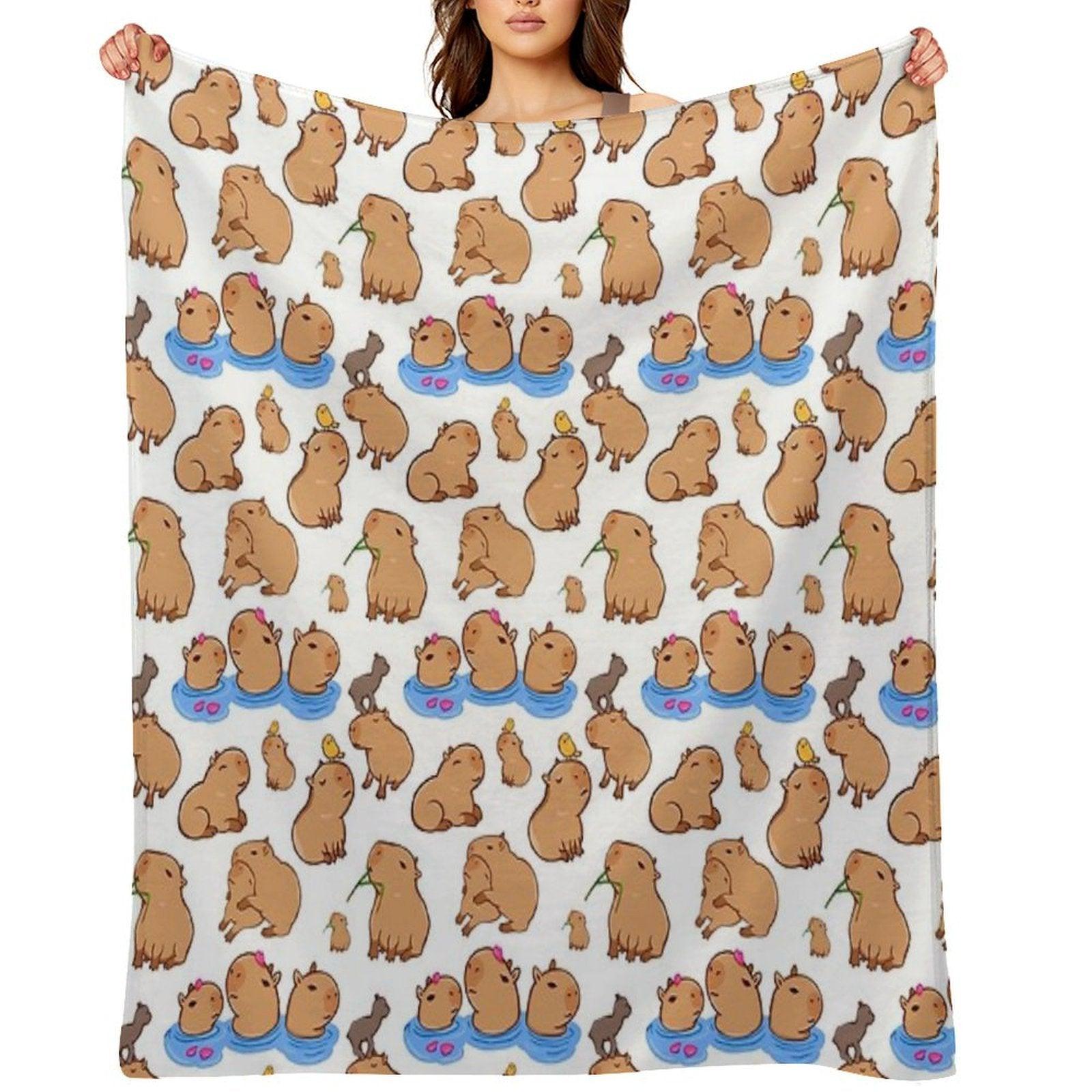 Capybara Pattern Throw Blanket