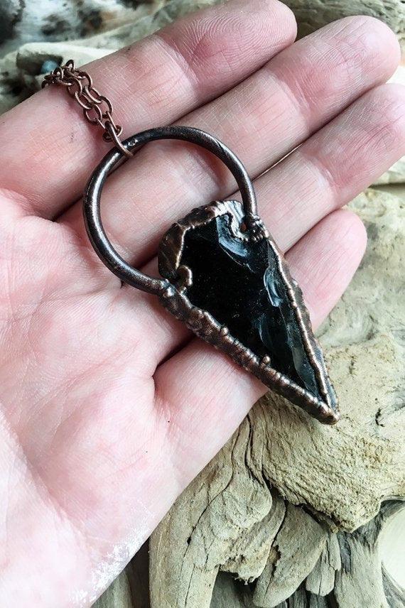 Obsidian Arrowhead Necklace - Grounded Protector | By Blackbird & Sage