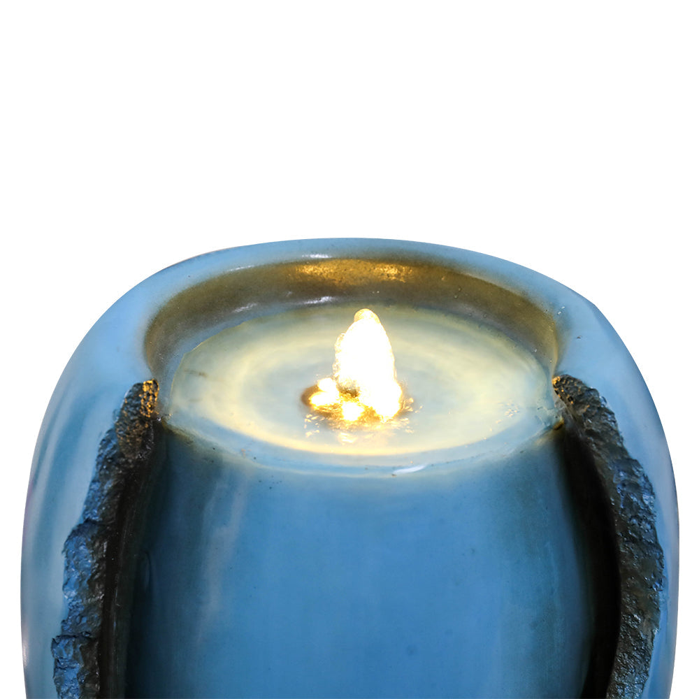 Resin Blue Vase Water Fountain Tabletop with LED