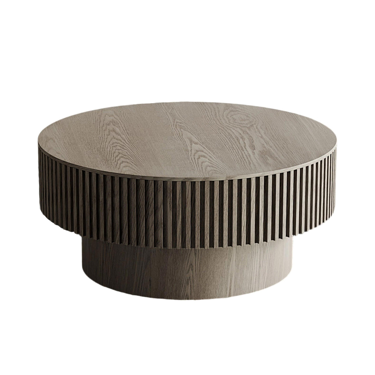 Modern Gray Round Mushroom Coffee Table with Hidden Storage