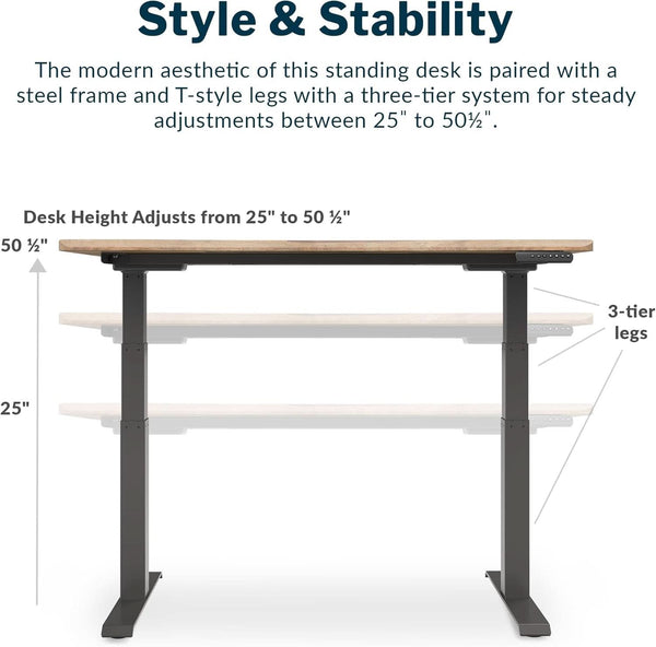 Electric Height Adjustable Standing Desk 54 By 26 Inches Reclaimed Wood