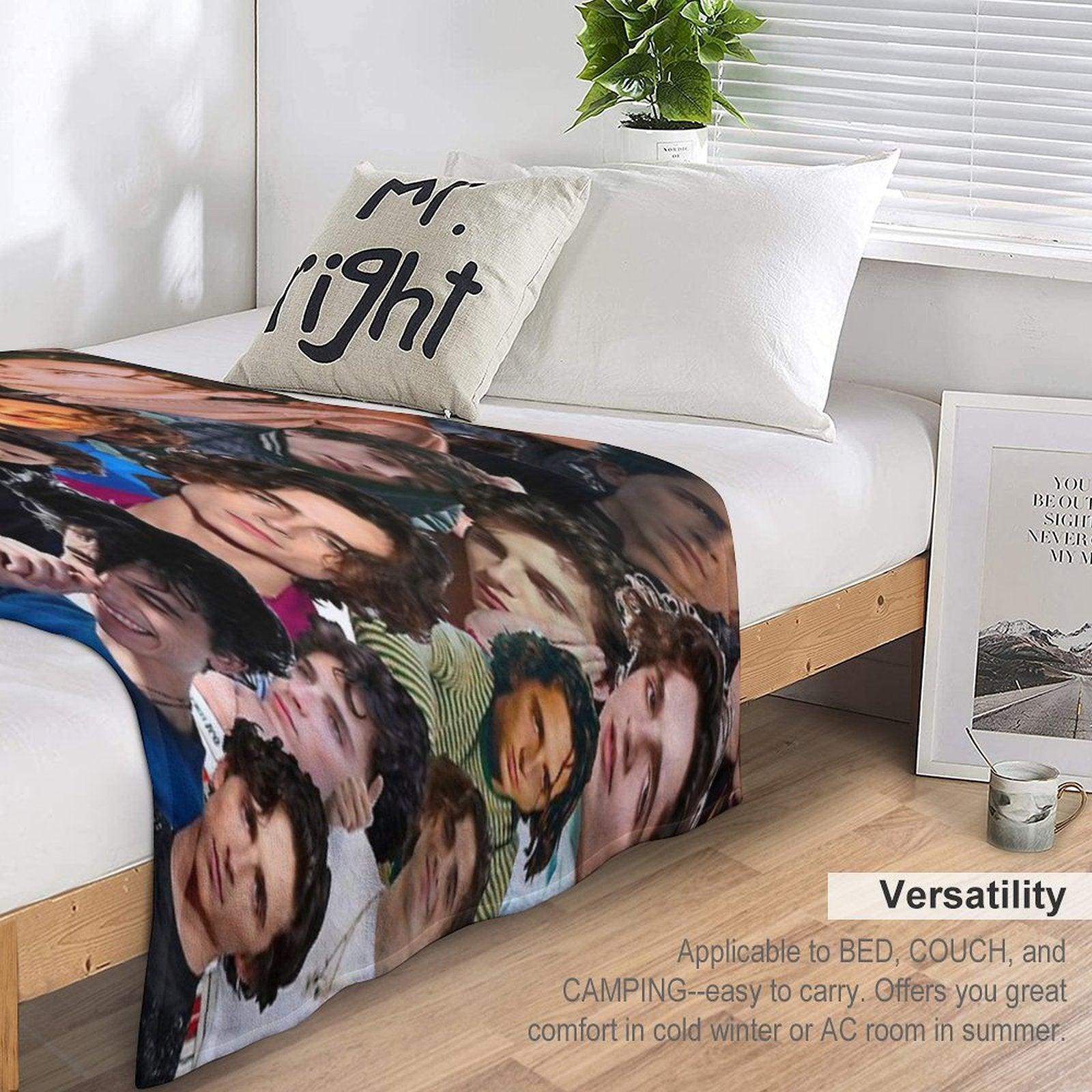 Timothée Chalamet Photo Collage Throw Blanket