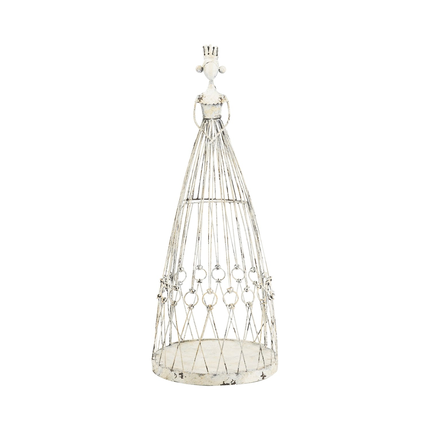 13.5x13.5x34' Distressed White Finish Princess Birdcage Birdhouse, Garden Outdoor Decor