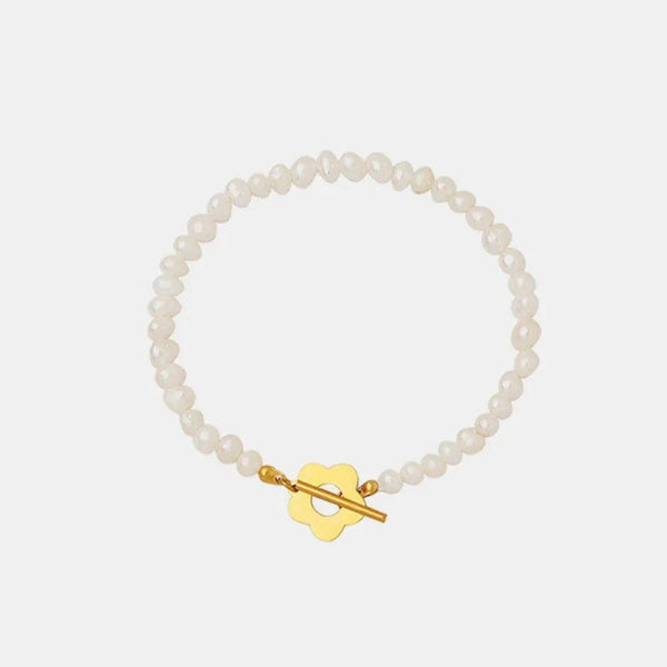 Gold Flower Pearl Chain Bracelet - Gifts for You 'n Me
