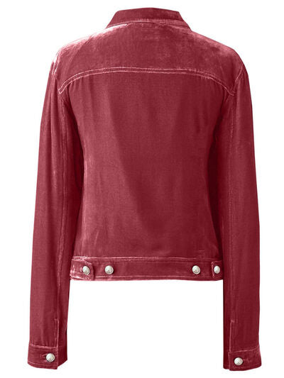 Casual Button-Up Long Sleeve Jacket with Chest Pockets and Relaxed Fit