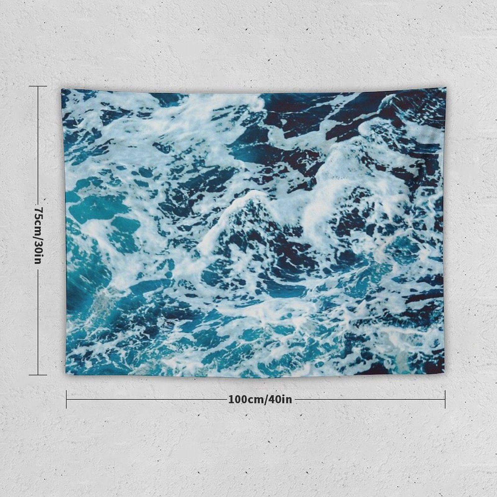 Turquoise Blue Ocean Waves Tapestry