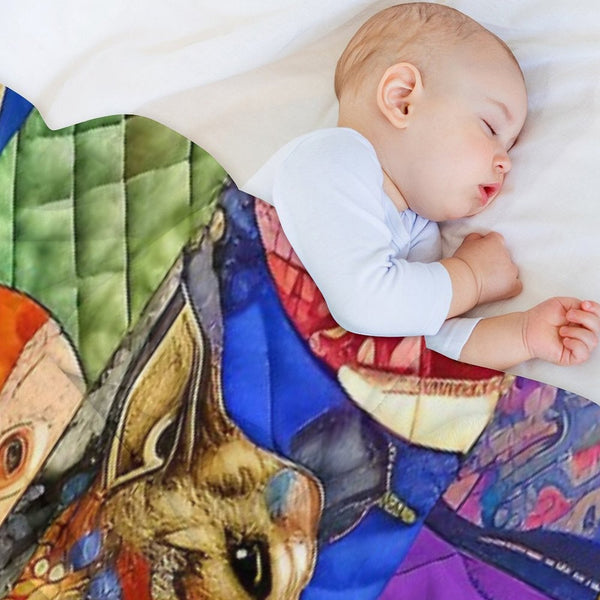 Faux Quilt Tile Pattern Compact Throw Blanket