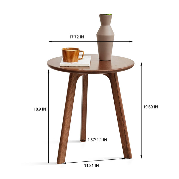 Natural Solid Oak Wood Round End Table BLAKHOM