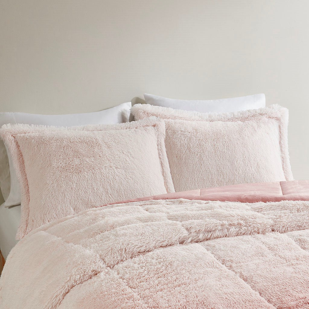 Brielle Ombre Shaggy Long Fur Comforter Mini Set