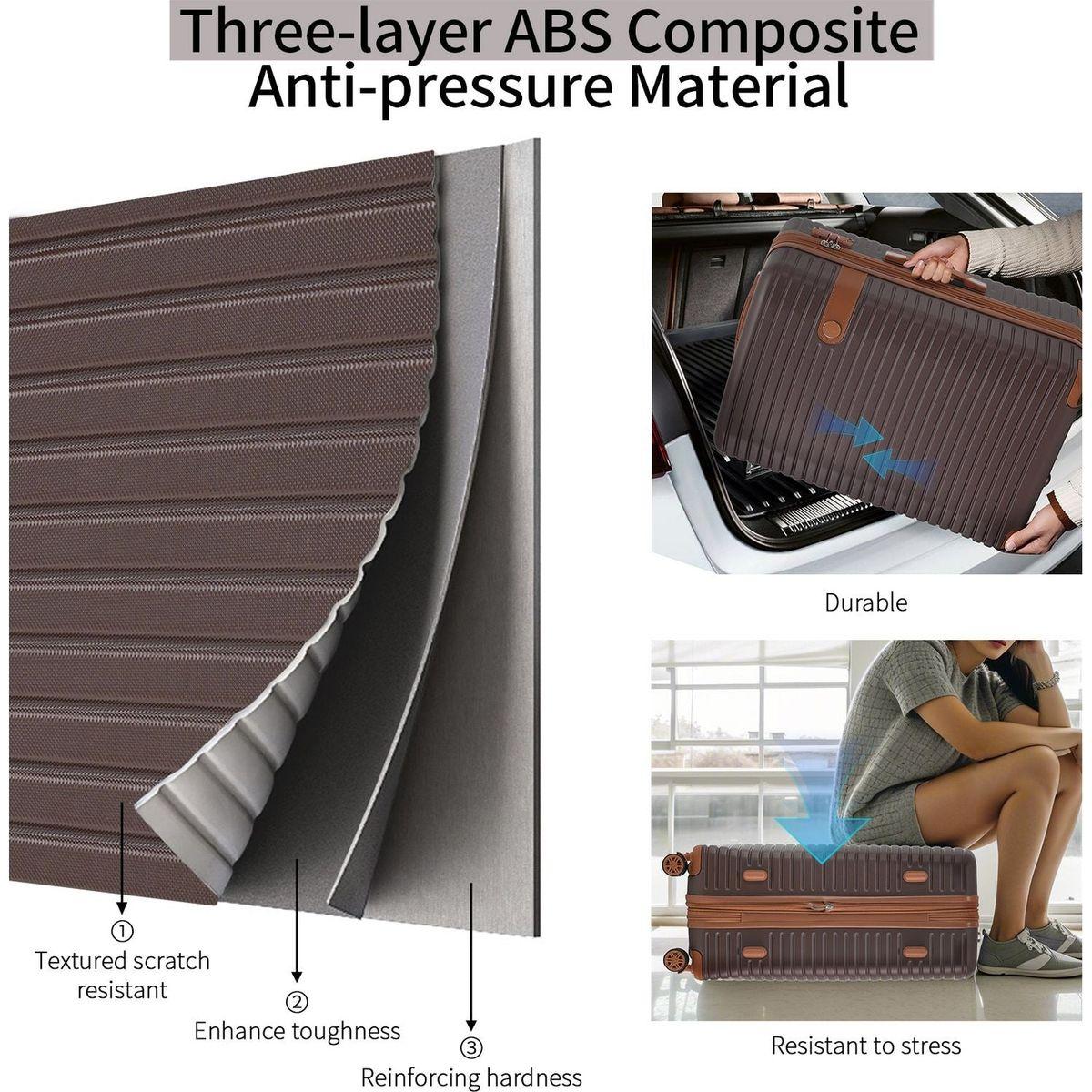 4 Piece Luggage Set Suitcase Set, ABS Hard Shell Lightweight Expandable Travel Luggage with 4 Packing Cubes, TSA Lock, Spinner Wheels for Men Women(16/20/24/28)
