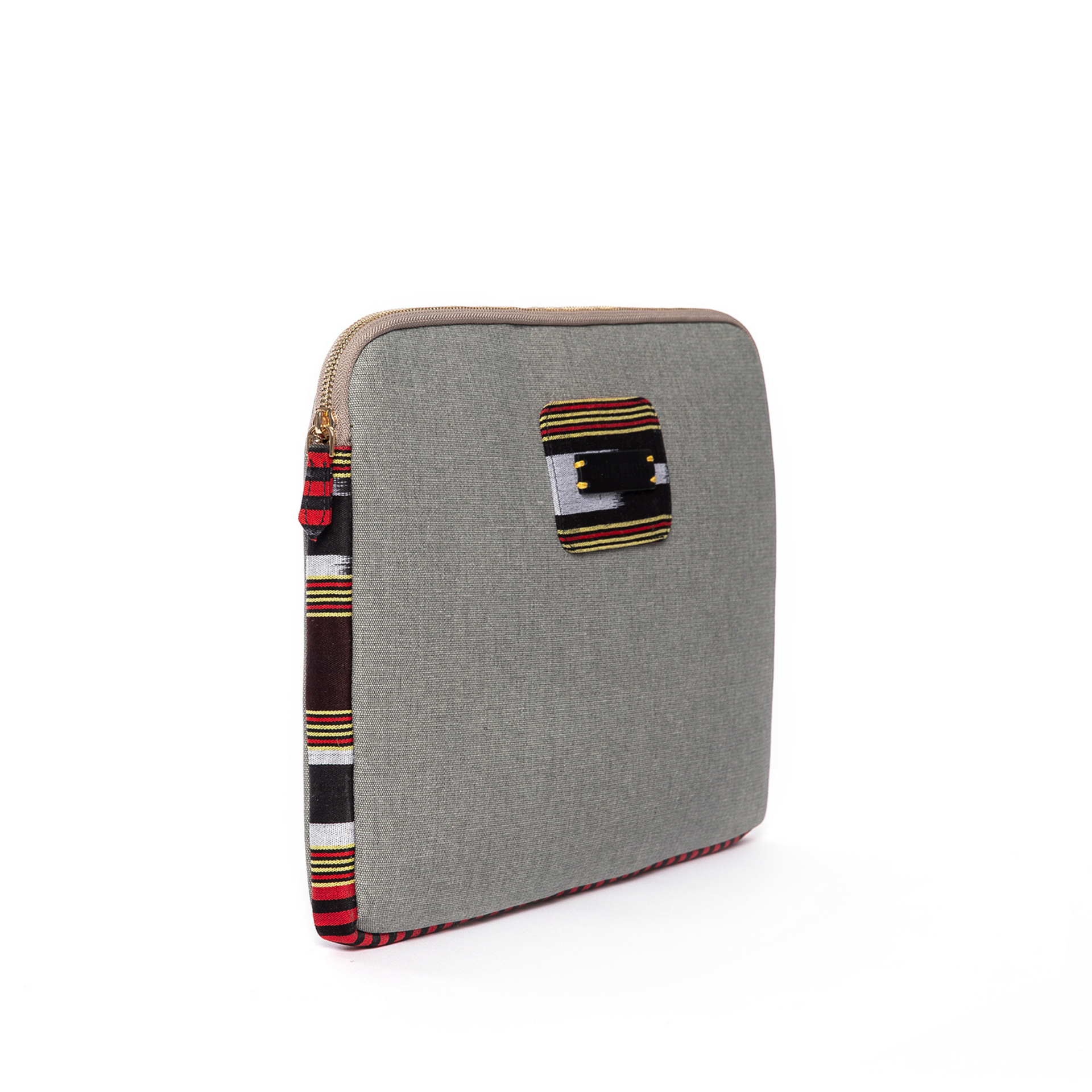 Zipped, Patterned, Gray Canvas Laptop Case for 13