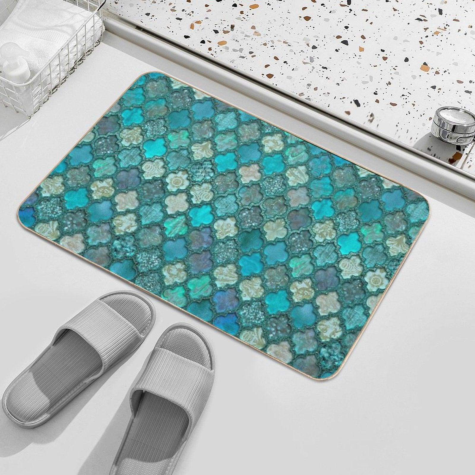 Moroccan Inspired Precious Tile Pattern Bath Mat