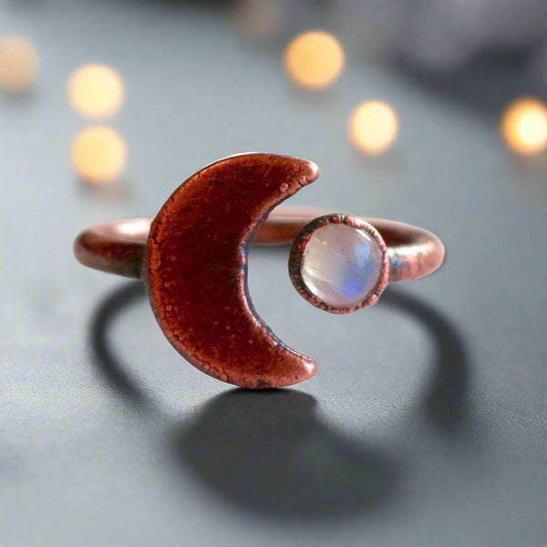 Copper Moonstone Open Ring - Embrace Inner Calm | By Blackbird & Sage
