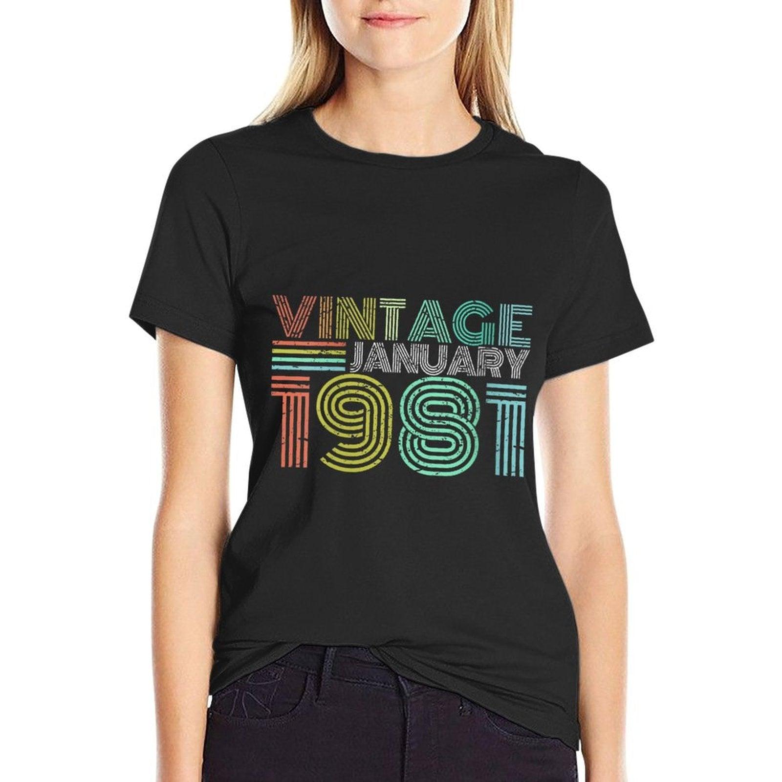 Womens 40th Birthday Gift Vintage January 1981 40 Years Old  Polyester Blend T-Shirt