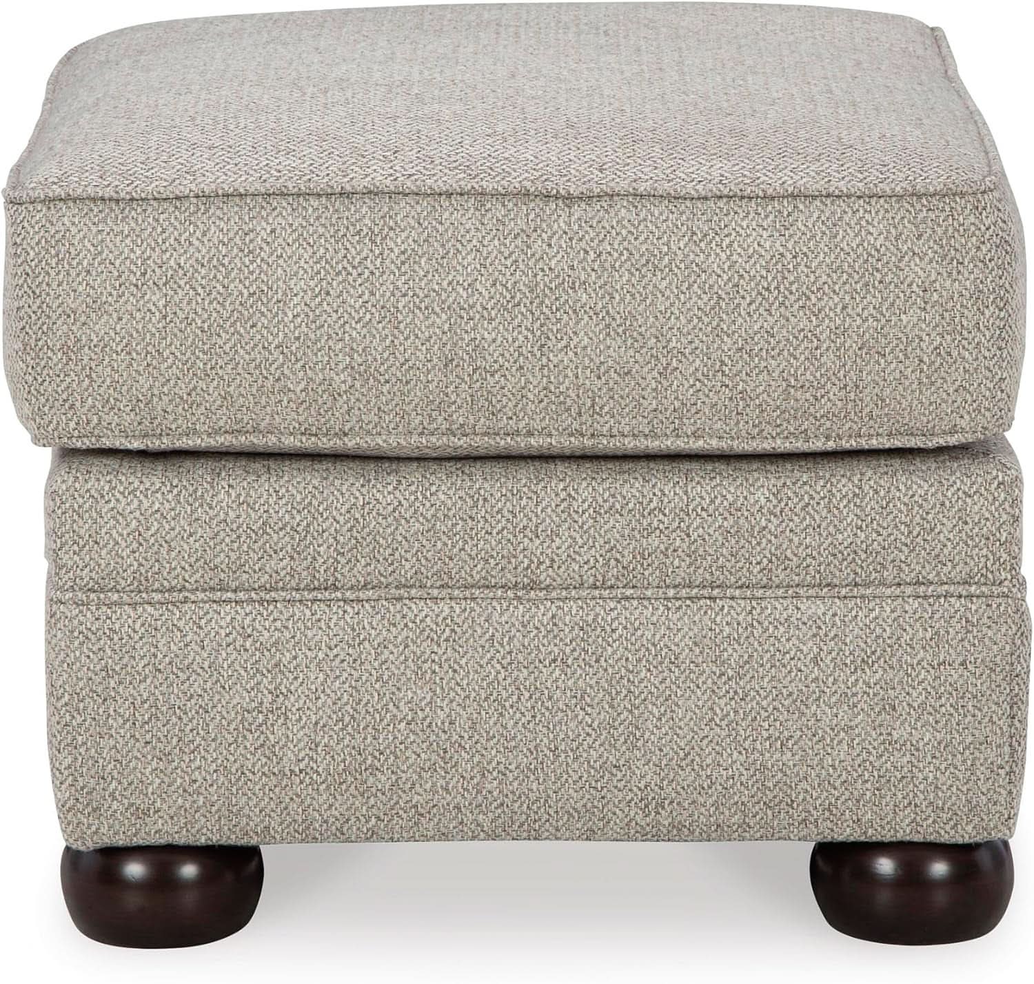Rectangular Upholstered Ottoman Light Brown Bun Legs