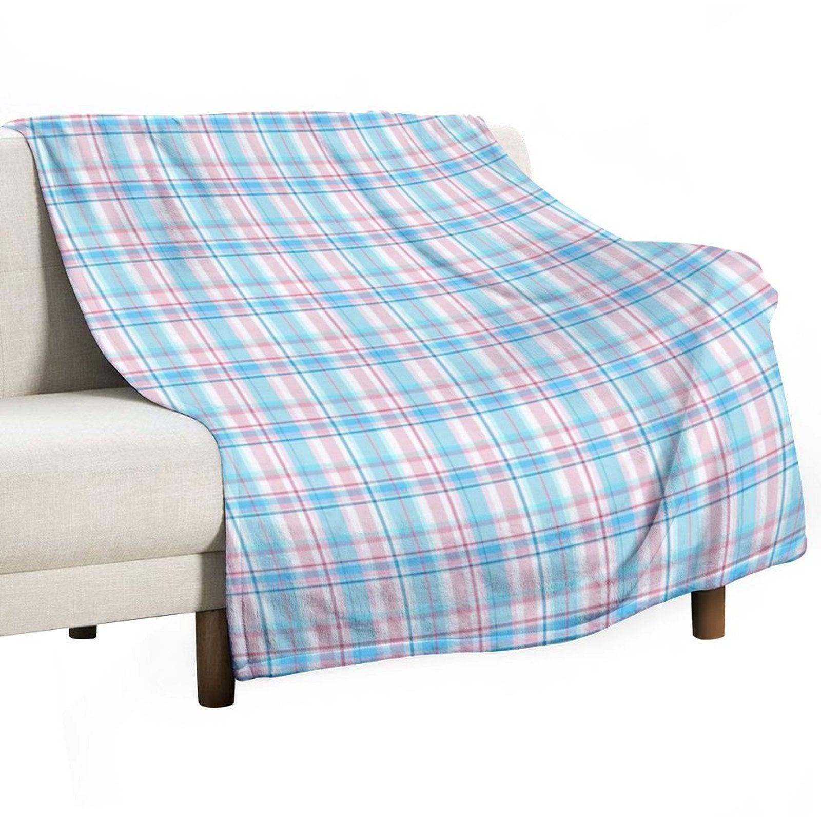Trans Pride Tartan Throw Blanket