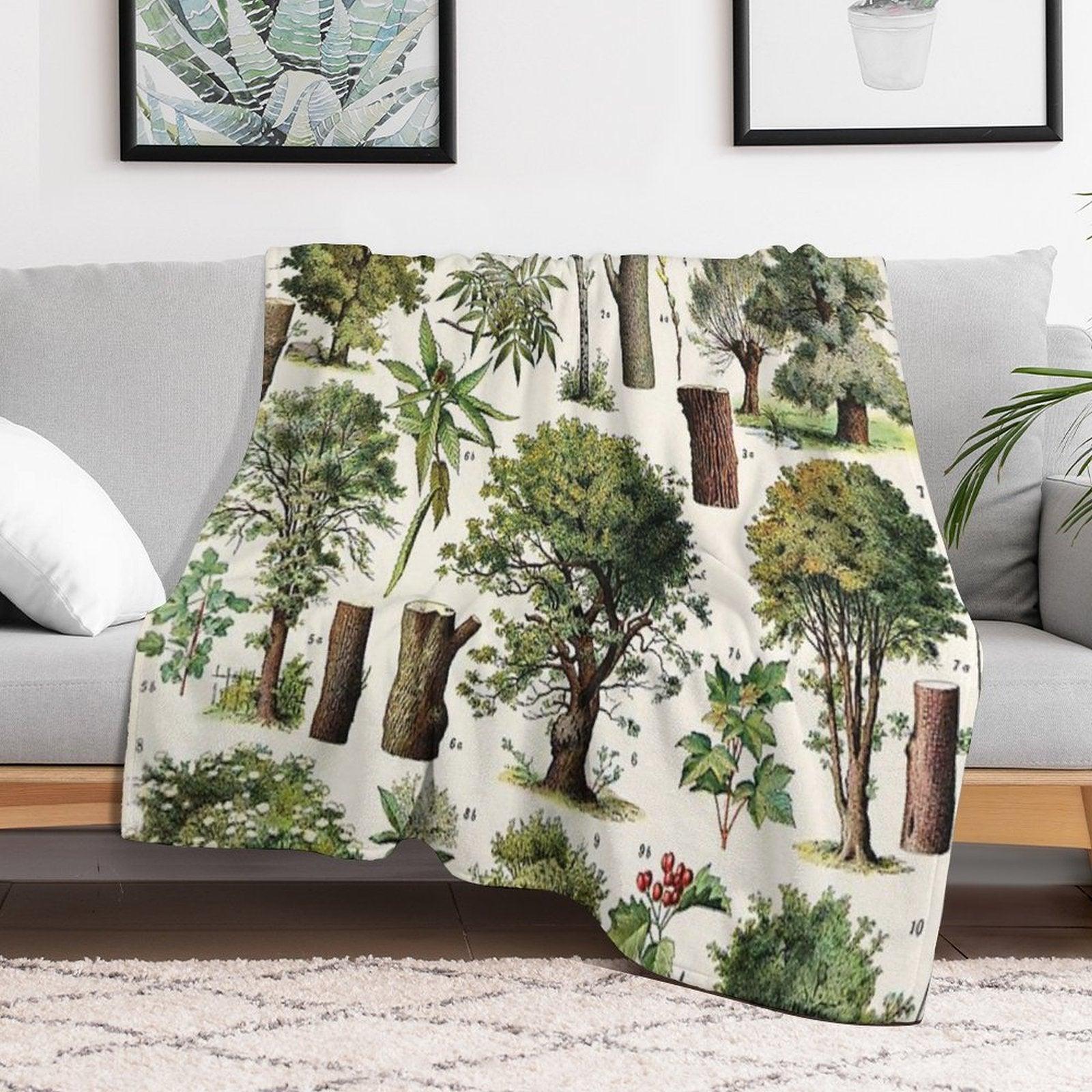 Adolphe Millot - Arbres A - French Vintage Botanical Poster Throw Blanket