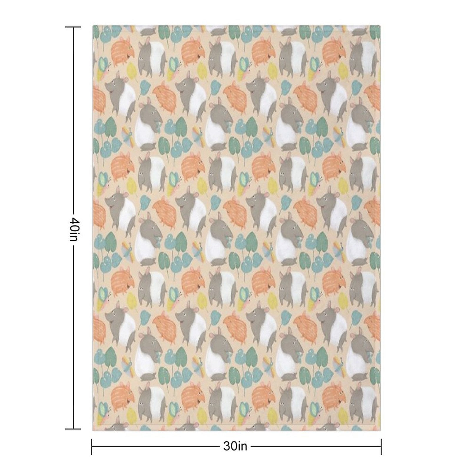 Tapir-peach Velvety-soft Throw Blanket