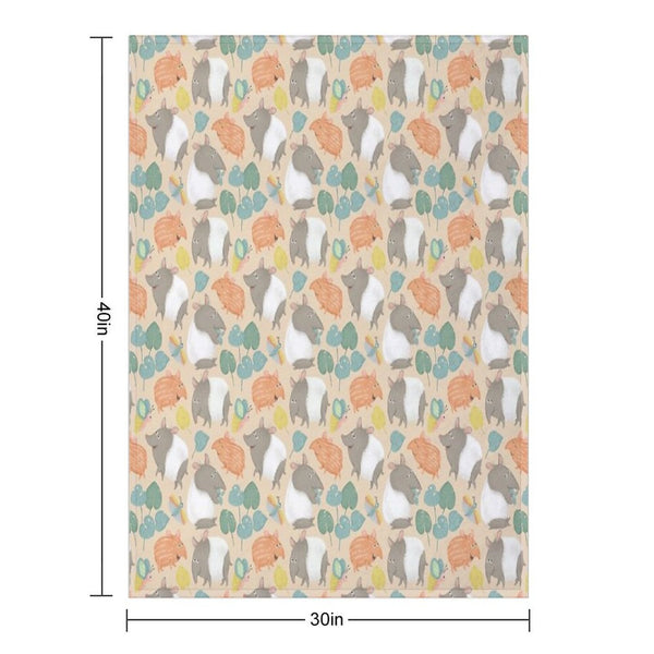 Tapir-peach Velvety-soft Throw Blanket