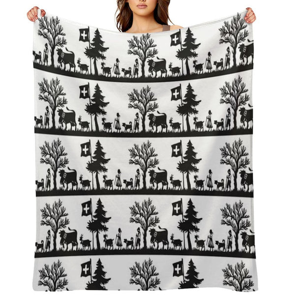 Paper Cutting from Switzerland Durable Throw Blanket