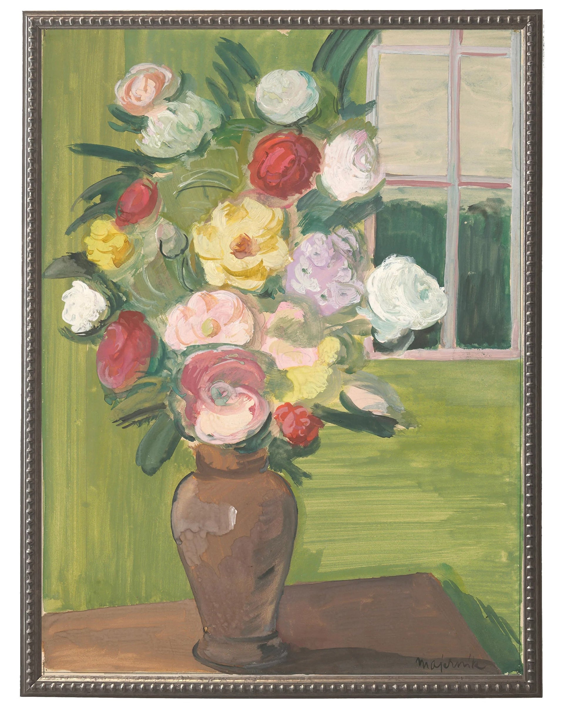 Vintage Floral Oil Painting Reproduction
