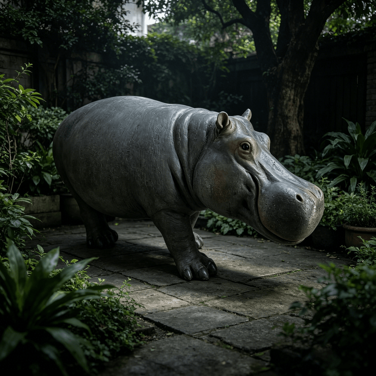 Weather Resistant Hippopotamus Garden Statue