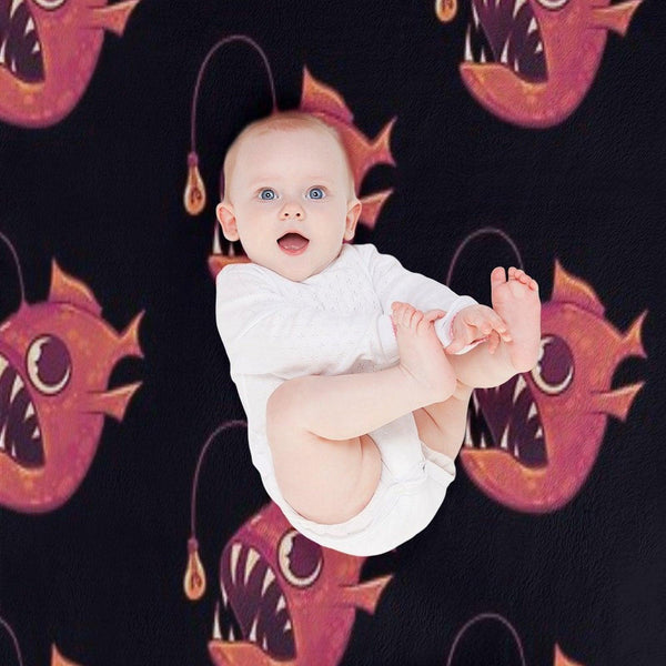 Cute Anglerfish (Red) Throw Blanket