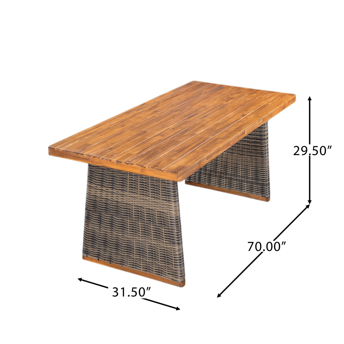 Outdoor 6 Pieces Acacia Wood Dining Set with Cushion