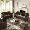Upholstered Velvet Sofa with Nailhead Trim and Ottoman - Brown