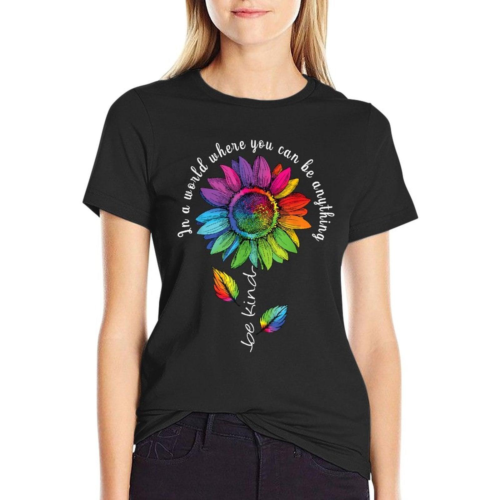 LGBTQ Rainbow Sunflower Be Kind Gay Love Pride Flower  Slim-fit Cut T-Shirt