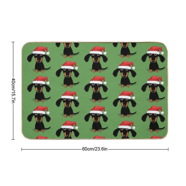 Santa Dachshund  Funny Wiener Dog Christmas Durable Bath Mat