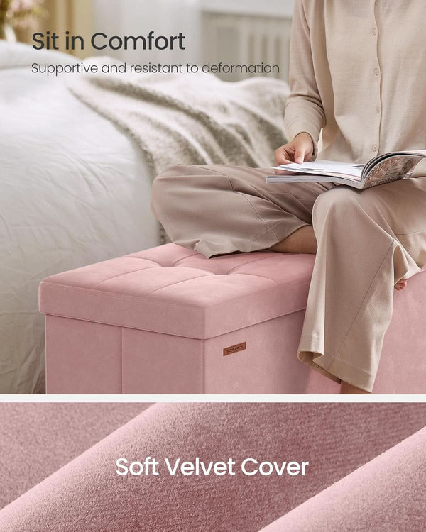 Jelly Pink Velvet Extra Large Storage Ottoman Chest