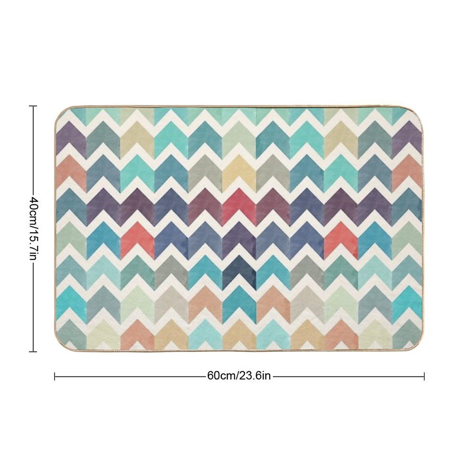Watercolor Chevron Pattern Bath Mat
