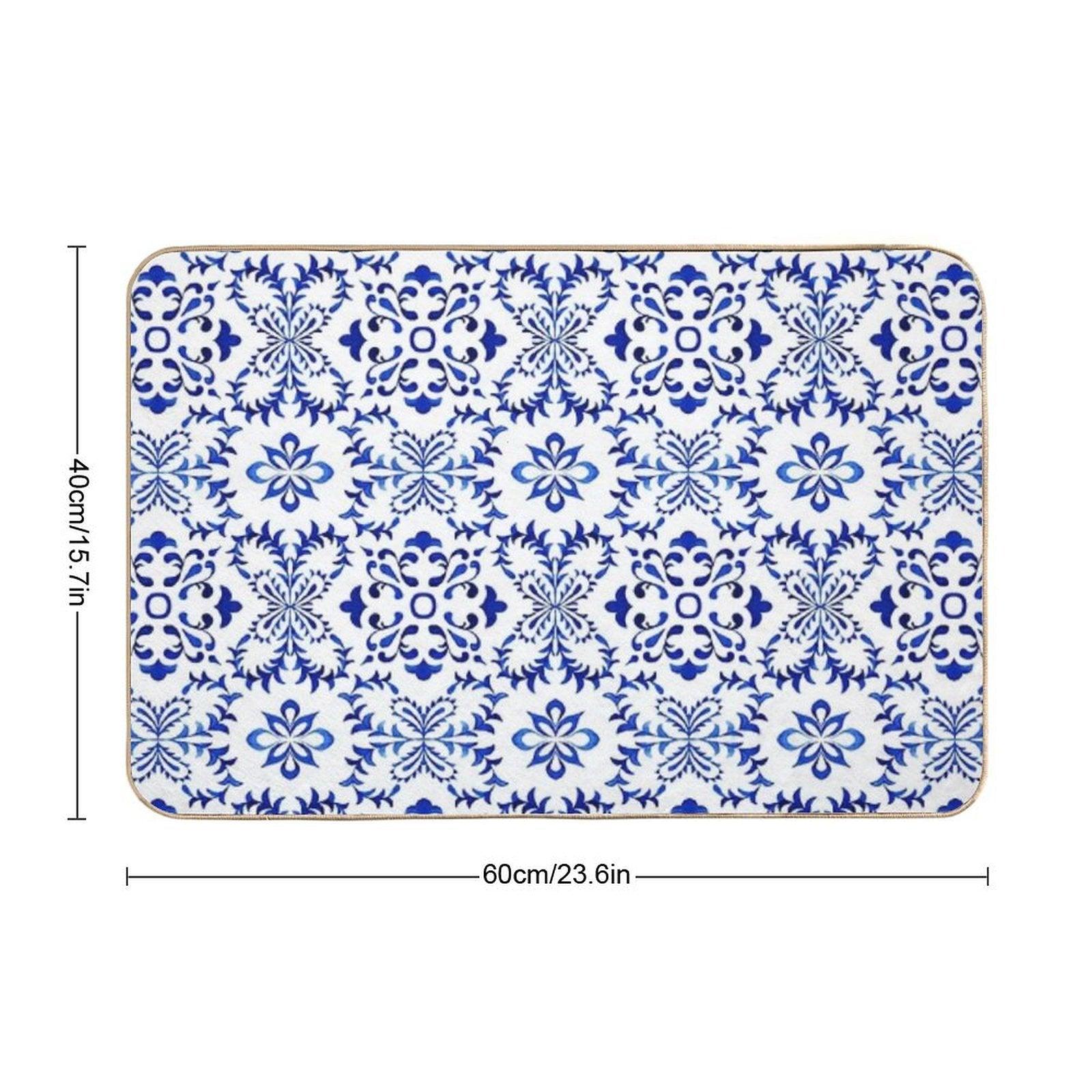 Azulejo Portuguese Tile Watercolor Artwork 19 Bath Mat