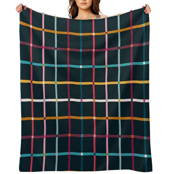Hand Drawn Plaid Pattern Throw Blanket