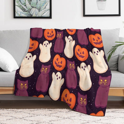 Halloween Marshmallows Dark Travel-friendly Throw Blanket