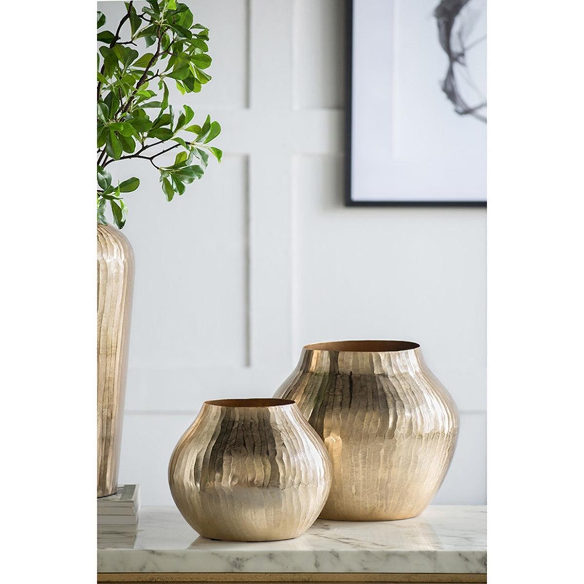 Gold Aluminum Metallic Decorative Vase