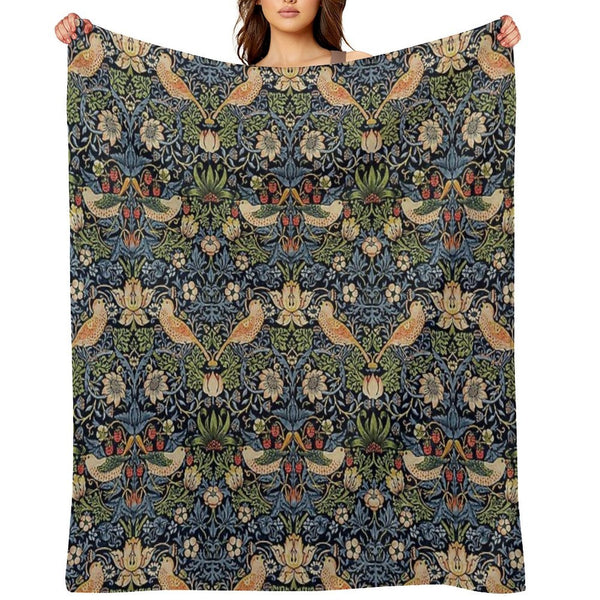 Strawberry Thief Royal Vintage Pattern Sustainable Throw Blanket